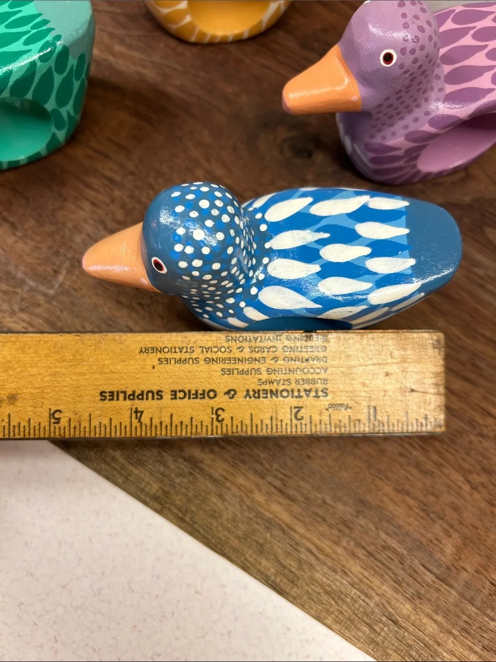 Hand-Painted Wooden Duck Napkin Ring set- Blue, Green, Yellow, Purple